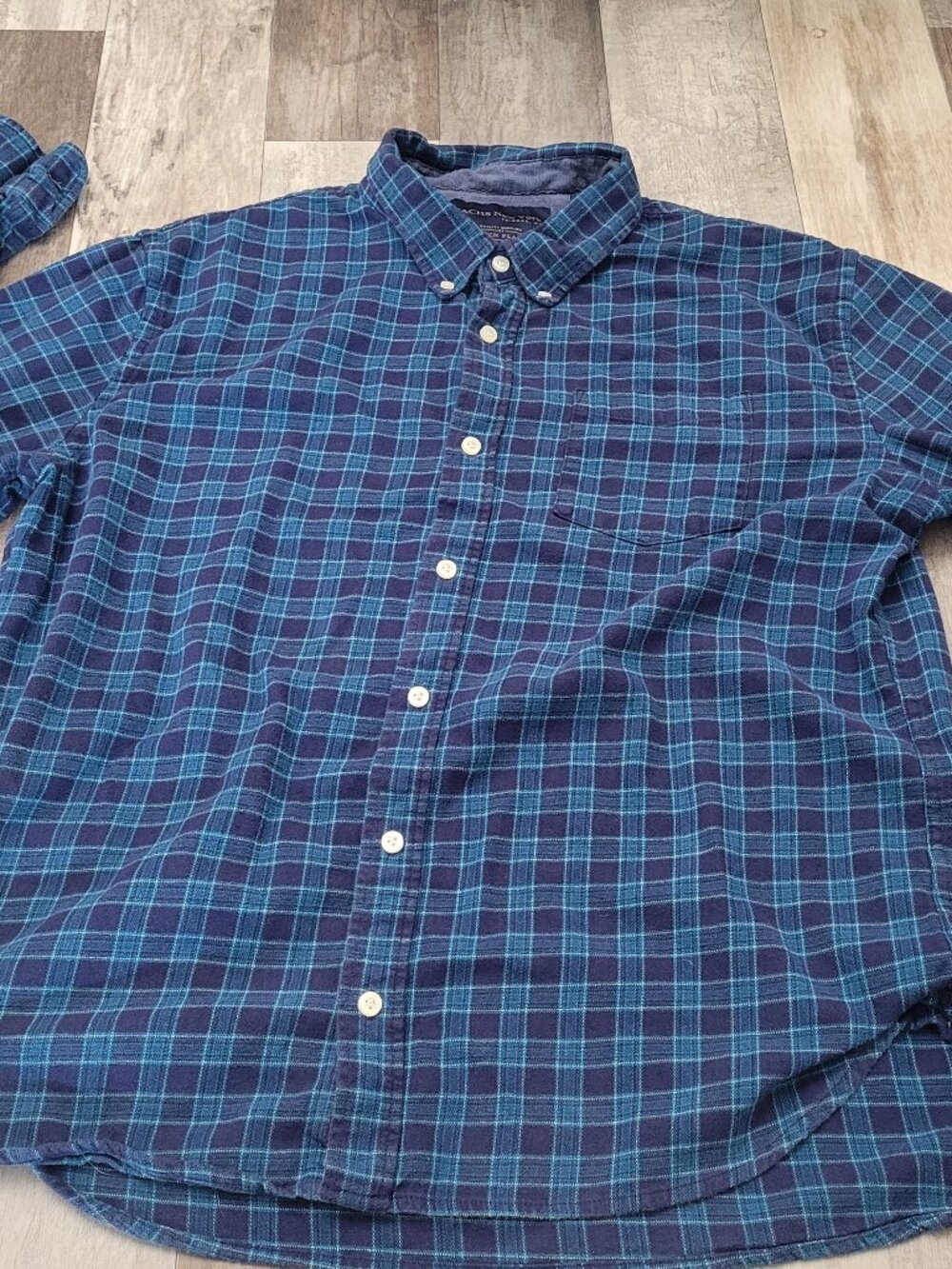 Jachs Stretch Blue Mens Flannel Long Sleeve Button Down Size XL